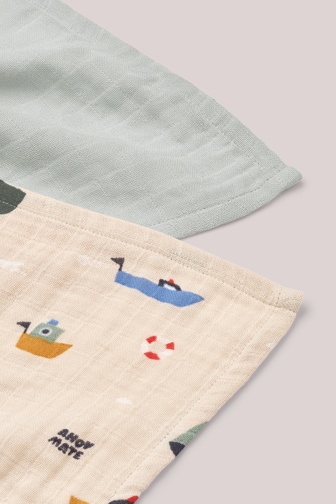 Liewood Liewood Lewis Muslin Cloth 2-Pack Sailing / Dove Blue Mix 5715493530112 Liewood SS26 Verzorging Swaddles  Wijs west