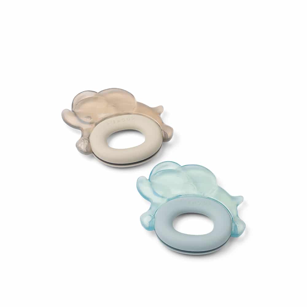 Liewood Liewood Rita Elephant Cooling Teether 2-Pack Sandy / Dove Blue 5715493531201 Liewood SS26 Speelgoed & Spellen Babyspeelgoed Bijtspeelgoed Wijs west