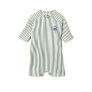 Liewood Liewood Thor Seersucker Baby Zwem Jumpsuit Peppermint / Sandy 5715493517991 Liewood SS26 Kleding & Accessoires Baby Zwemkleding (Baby) Wijs west