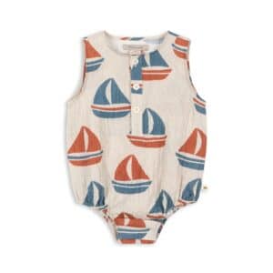 Konges Sløjd Konges Sløjd Elliot Romper Gots Ahoy 5715681191507 Konges SS26 Kleding & Accessoires Baby Rompers Wijs west