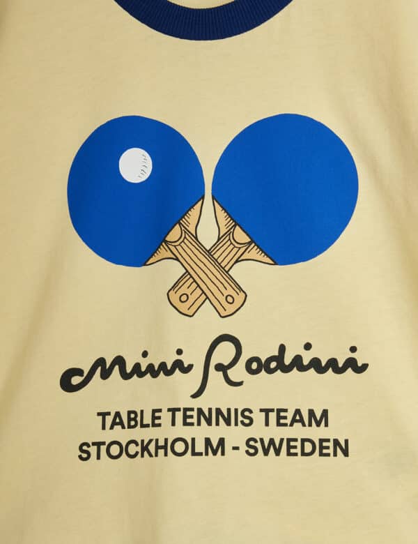 Mini Rodini Table Tennis Contrast Rib Sp Ss Tee Yellow - Wijs West