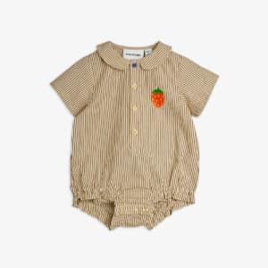 Mini Rodini Mini Rodini Poplin Yd Woven Body Brown 7332754730524 Rodini SS26 Kleding & Accessoires Baby Rompers Wijs west