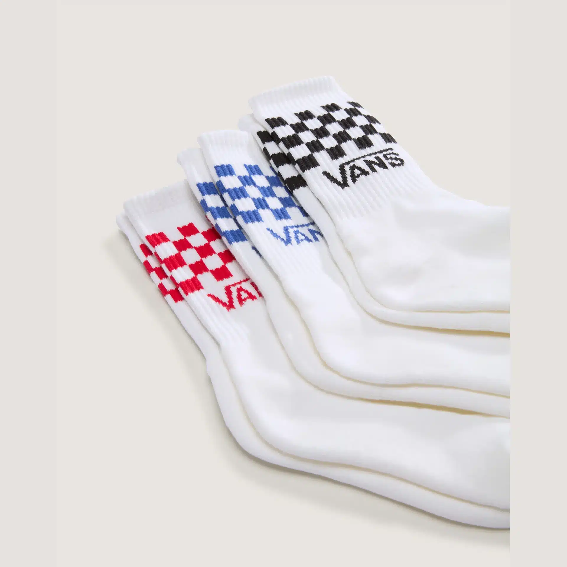 Vans Vans Classic Check Crew Chbd White White 197804373758 Vans SS26 Kleding & Accessoires Sokken & Maillots