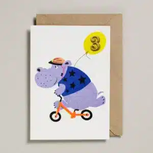Confetti Pets Kaart - 3 Jaar Hippo
