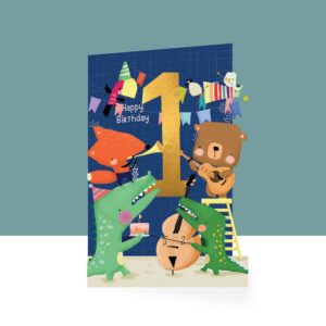 Alljoy Design Origial Paper Cut Kaart - Childrens Age 1 Boy 0617285429695 Alljoy Design Home & Living Kaarten