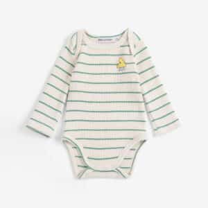 Bobo Choses Bobo Choses Mush Monster Stripes Body Offwhite 8445782389226  Kleding & Accessoires Baby Rompers