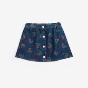 Bobo Choses Bobo Choses Stamp Bloom All Over Denim Skirt Navy Blue 8445782405865  Kleding & Accessoires Rokjes & Jurkjes