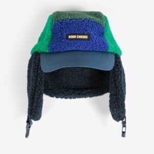 Bobo Choses Bobo Choses Color Block Sheepskin Chapka Navy Blue 8445782404752  Kleding & Accessoires Accessoires