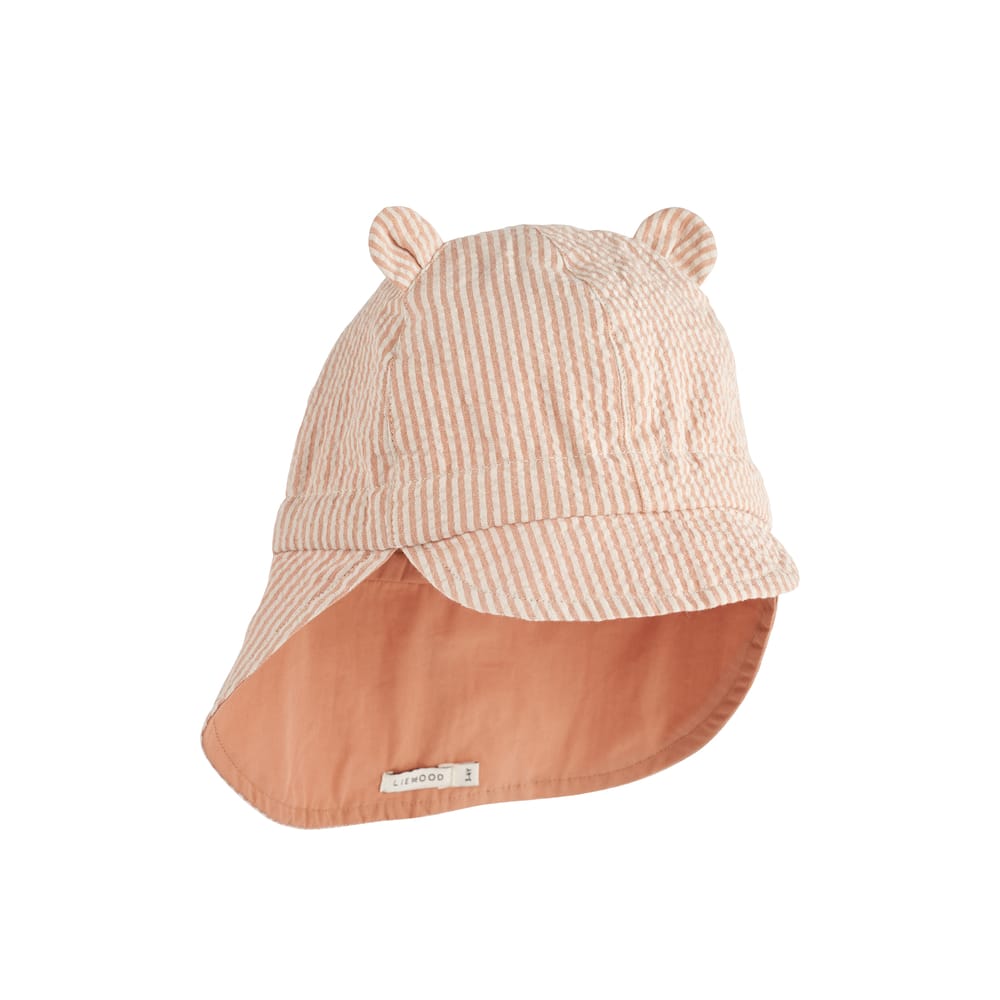 Liewood Liewood Gorm Reversible Seersucker Sun Hat w Ears Tuscany rose / Sandy 5715335243392 LW Kleding & Accessoires Baby Babymutsjes & Hoedjes