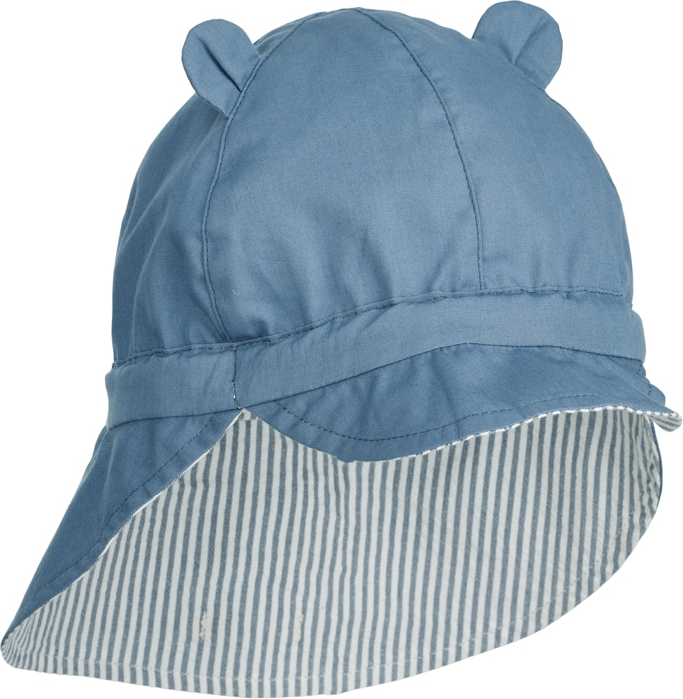 Liewood Gorm Reversible Seersucker Sun Hat Blue - Afbeelding 3