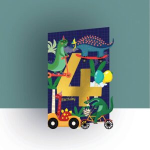 Alljoy Design Origial Paper Cut Kaart - Childrens Age 4 Boy 0617285429756 Alljoy Design Home & Living Kaarten
