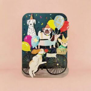 Alljoy Design Blossom Origianl Paper Cut Art - Dogss Bike Birthday Kaart 645707799644 Alljoy Design Home & Living Kaarten