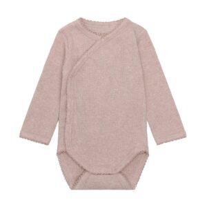 Fixoni Fixoni Wrap Body LS Melange Rib Pale Mauve Melange 5713438964473 FixoniAW26 Kleding & Accessoires Baby Rompertjes