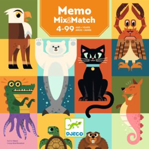 Djeco Djeco Memo Mix&match Cool School 3070900008281 Djeco Jul26 Speelgoed & Spellen Spellen