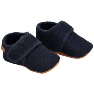 Enfant Baby Wollen Slofjes Navy vooraanzicht
