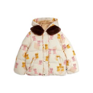 Mini Rodini Winterjas Met Faux Fur Kraag Kittens Print Multi - vooraanzicht
