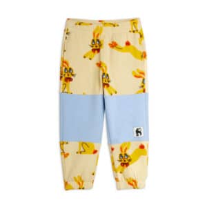 Mini Rodini Fleece Broek Rabbits Print Yellow - vooraanzicht