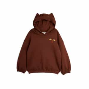 Mini Rodini Hoodie Met Katten Oren Brown - vooraanzicht