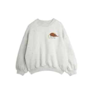 Mini Rodini Geborduurde Sweater Elephant Shrew Grey Melange - vooraanzicht