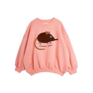 Mini Rodini Sweater Met Chenille Elephant Shrew Pink - vooraanzicht