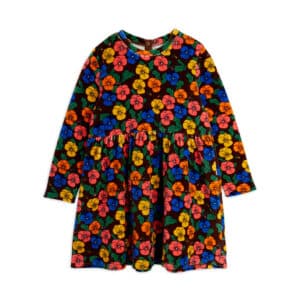 Mini Rodini Velours Jurk Violas Print Multi - vooraanzicht