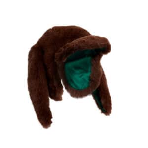 Mini Rodini Faux Fur Muts Met Konijnenoren Brown - vooraanzicht