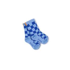 Nixnut Checkered Socks Azul – blauw geruite katoenen kindersokken