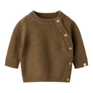 Lil' Atelier Gebreid Vest Teak baby vooraanzicht