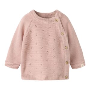 Lil' Atelier Gebreid Vest Adobe Rose baby vooraanzicht