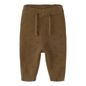 Lil' Atelier Gebreide Broek Teak baby vooraanzicht