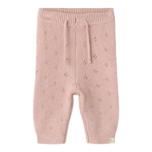 Lil' Atelier Gebreide Broek Adobe Rose baby vooraanzicht