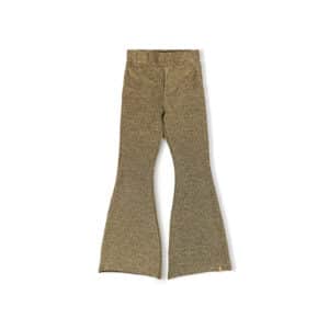 Nixnut Basic Flared Gold – goudkleurige glanzende flared broek voor kinderen