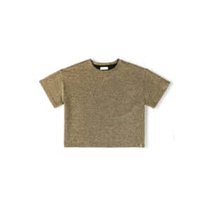 Nixnut Mo Top Gold – goudkleurige glanzende top met lange mouwen voor kinderen