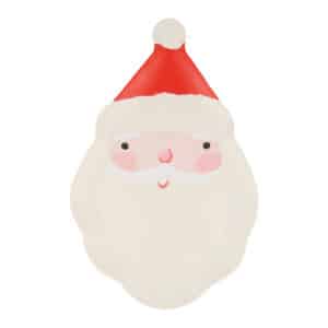 Melamine kerstbord van Meri Meri met kerstmanprint op een gedekte kersttafel