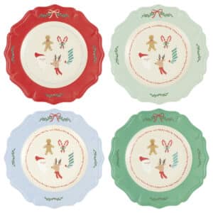 Herbruikbare grote kerstbordjes van Meri Meri op een gedekte tafel