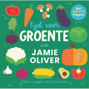 Kartonnen flappenboek Tijd voor groente van Jamie Oliver uitgegeven door VBK Media voor peuters