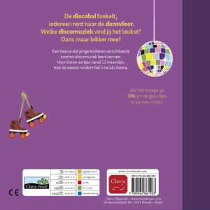 Omslag van kartonnen geluidenboek Discodeuntjes van Uitgeverij Clavis