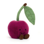 Rode knuffelkers Jellycat Amuseables Cherry met vrolijk gezichtje