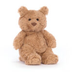 Kleine bruine Jellycat knuffelbeer Bartholomew Bear Tiny met pluizige vacht
