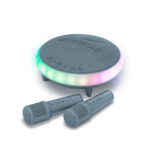 Blauwe karaokeset KidyWolf Kidykaraoke met twee draadloze microfoons