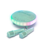 Roze karaokeset KidyWolf Kidykaraoke met twee draadloze microfoons