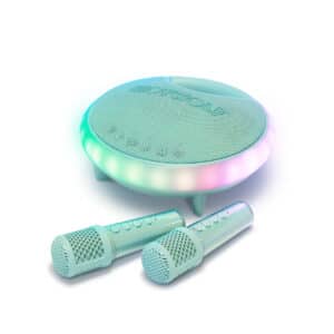 Roze karaokeset KidyWolf Kidykaraoke met twee draadloze microfoons