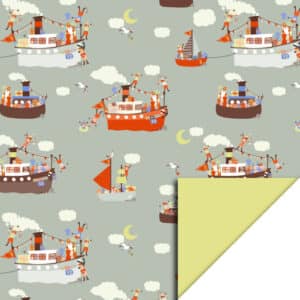 Rol Inpakpapier Sint Pakjesboot Sage - Yellow