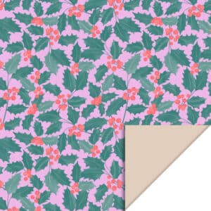 Rol Inpakpapier X-mas Holly Leaves Beige