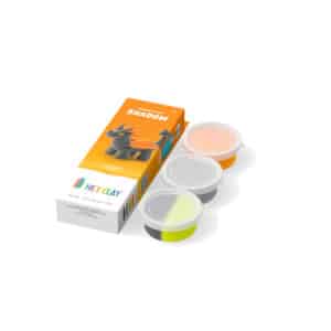Oranje verpakking van de Hey Clay Dragon Island set Shadow met de zwarte draak op de voorkant