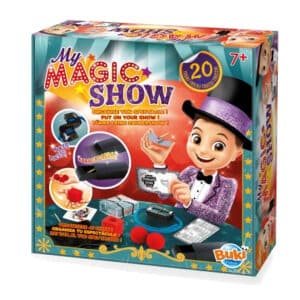 Verpakking van de Buki goochelset My Magic Show met 20 trucs op de voorkant
