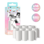 Verpakking met tien navulrollen fotopapier voor de Mob Pixiprint camera goed voor ruim 800 foto's