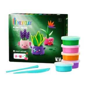 Hey Clay Plant Folks set met de doos – de potjes klei en het boetseergereedschap