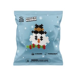 Plus Plus folieverpakking Puzzle by Number met een sneeuwpop op de voorkant
