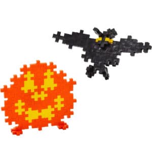 Plus Plus koker met 100 steentjes in oranje en zwart voor Halloween